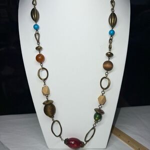 NY Beaded and Chain Necklace‎